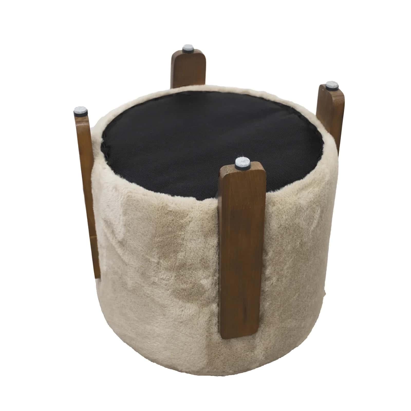 Pufa ELDA 37×37×38cm beż/orzech – miniatura 9