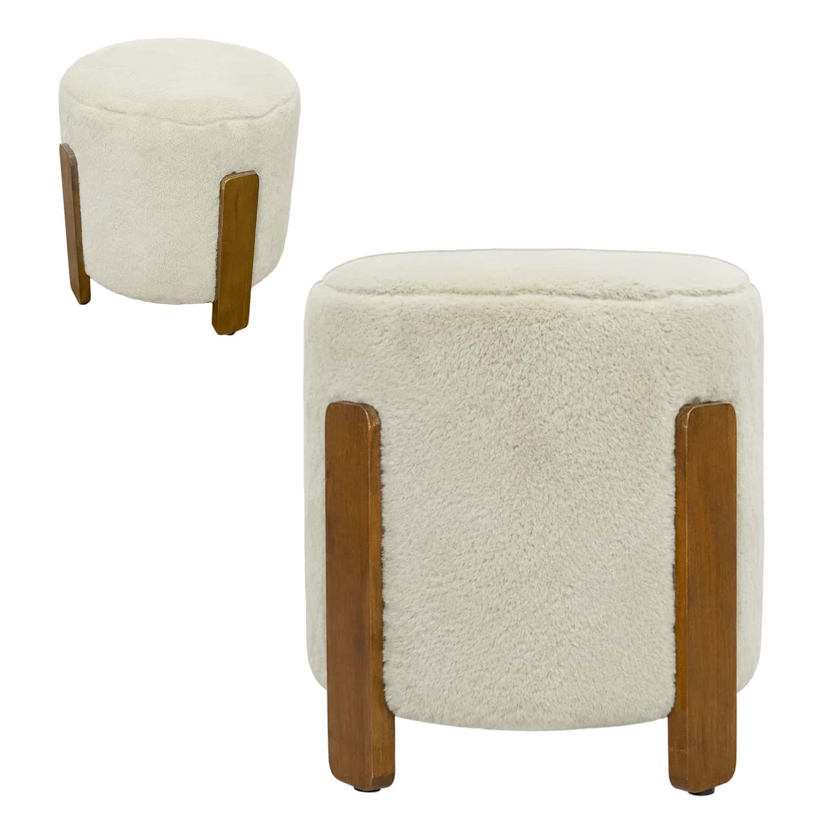 Pufa ELDA 37×37×38cm ecru/dąb – miniatura 3