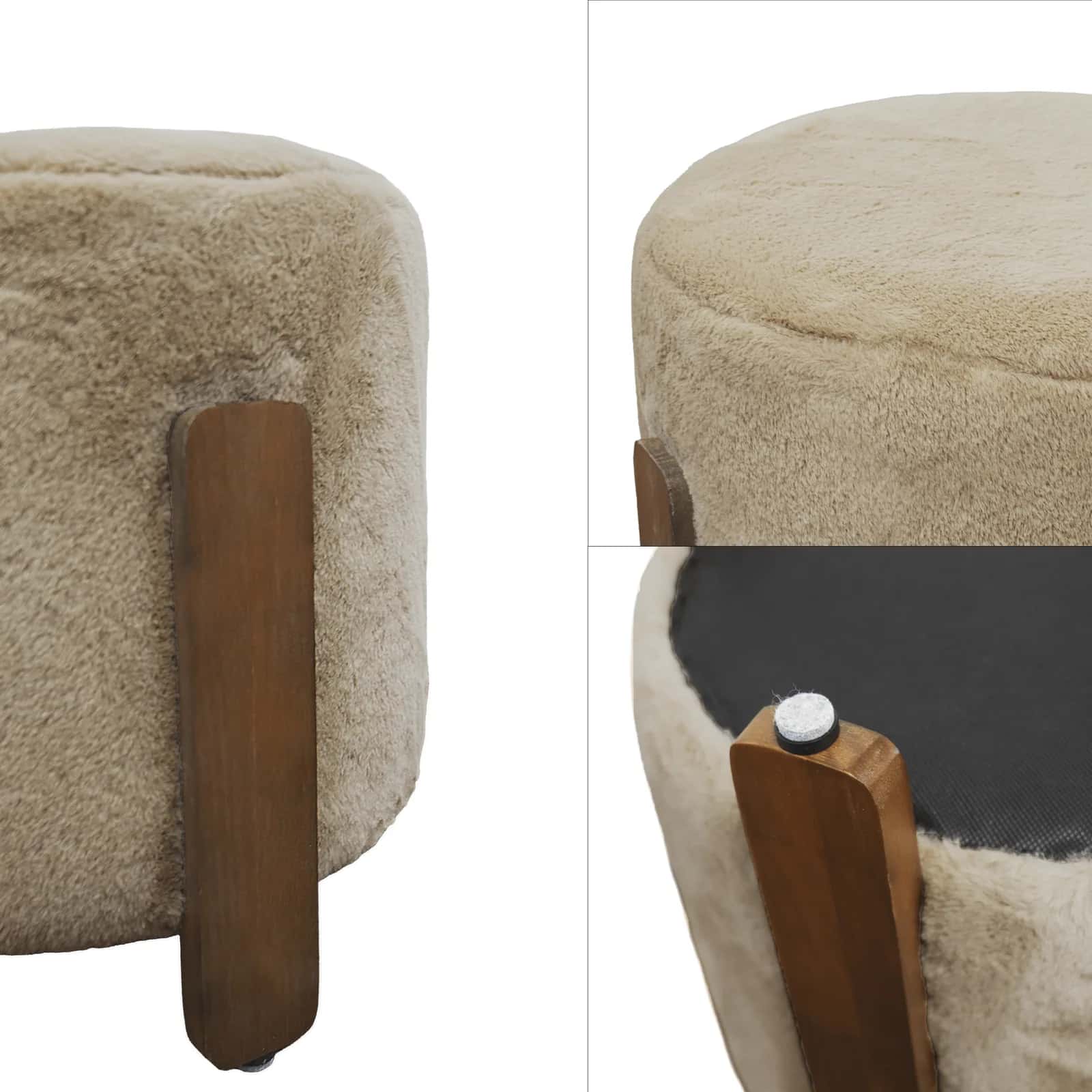 Pufa ELDA 37×37×38cm taupe/orzech – miniatura 7