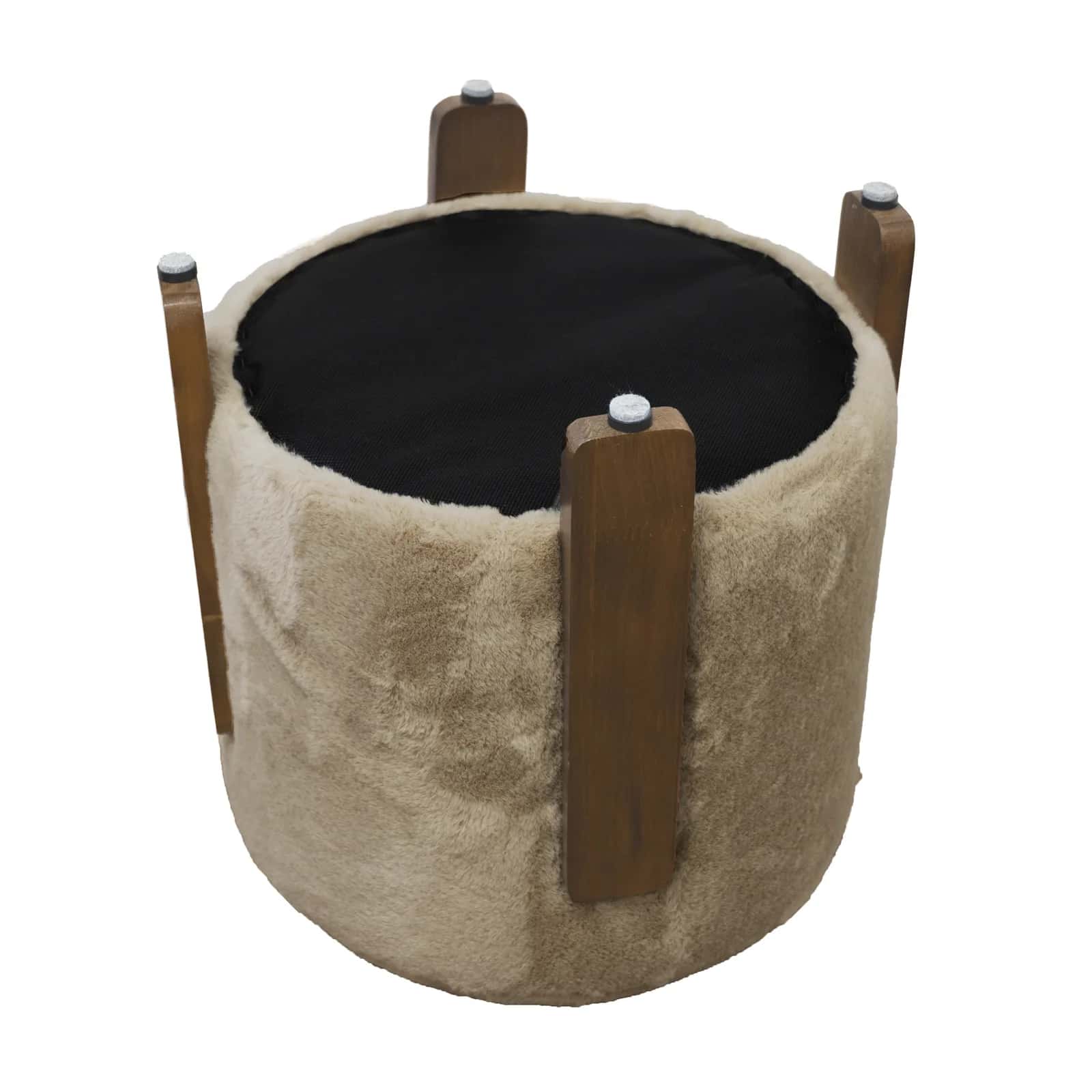 Pufa ELDA 37×37×38cm taupe/orzech – miniatura 6