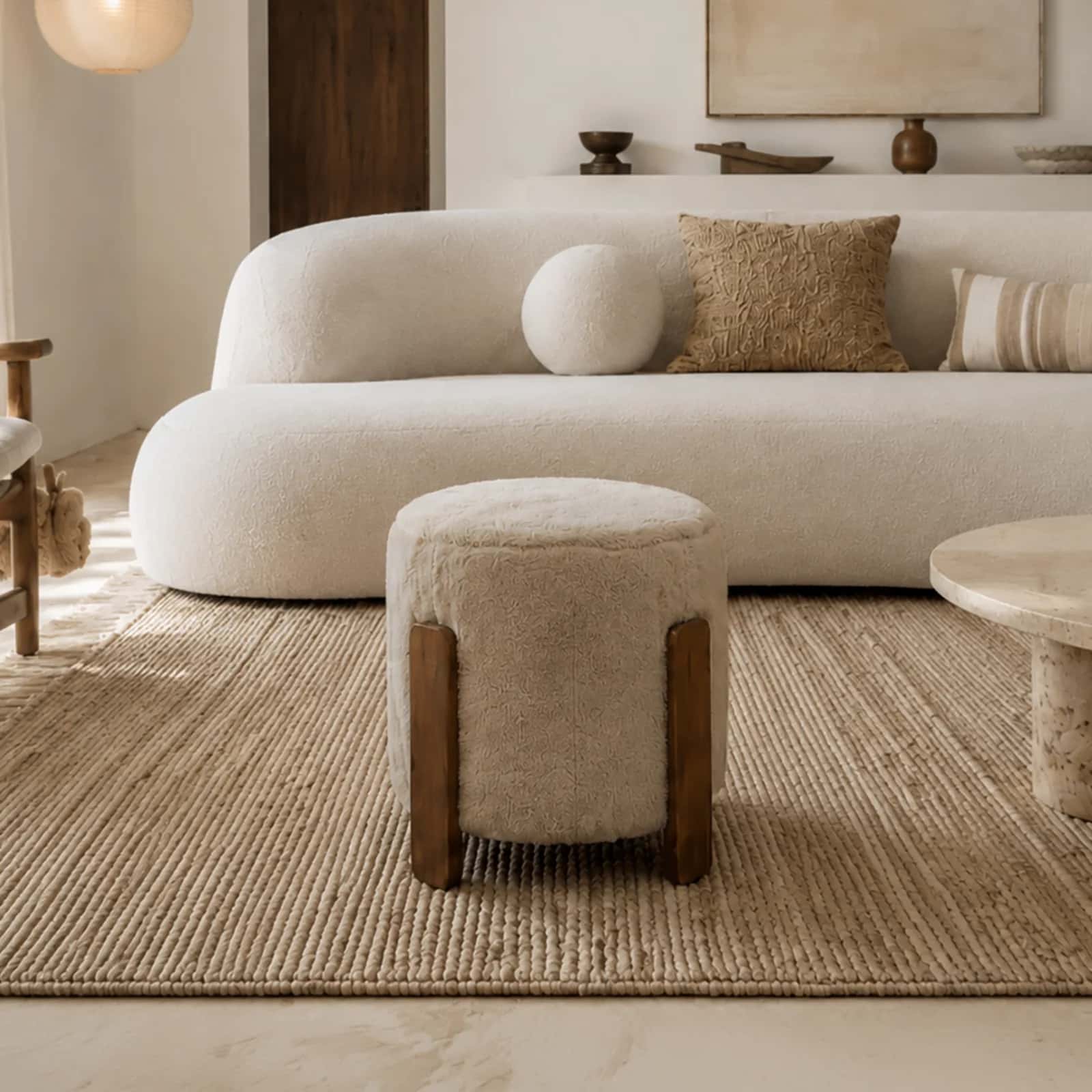 Pufa ELDA 37×37×38cm taupe/orzech – miniatura 10