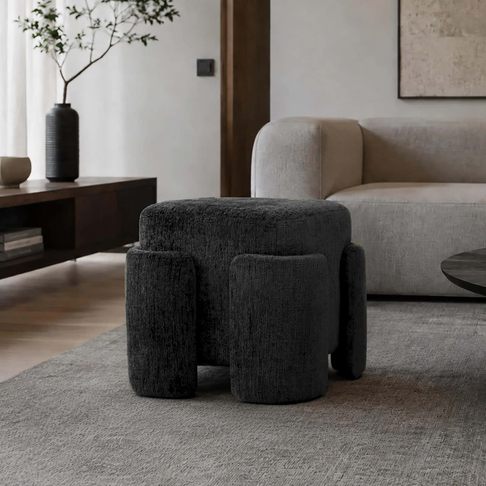 Pufa szenil PASCAL 42×37,5×40cm czarny – miniatura 3