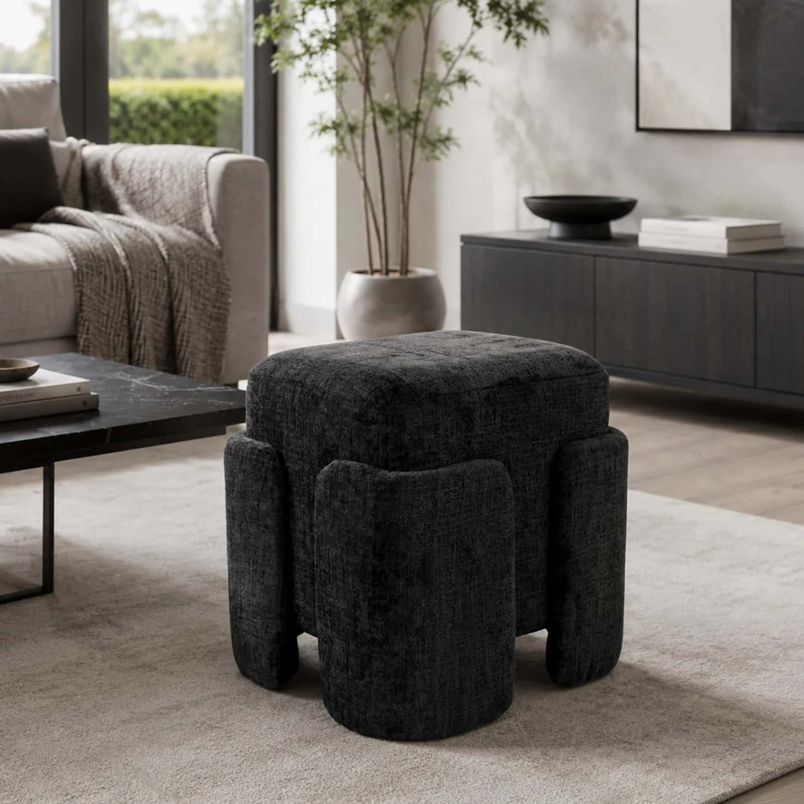 Pufa szenil PASCAL 42×37,5×40cm czarny – miniatura 8