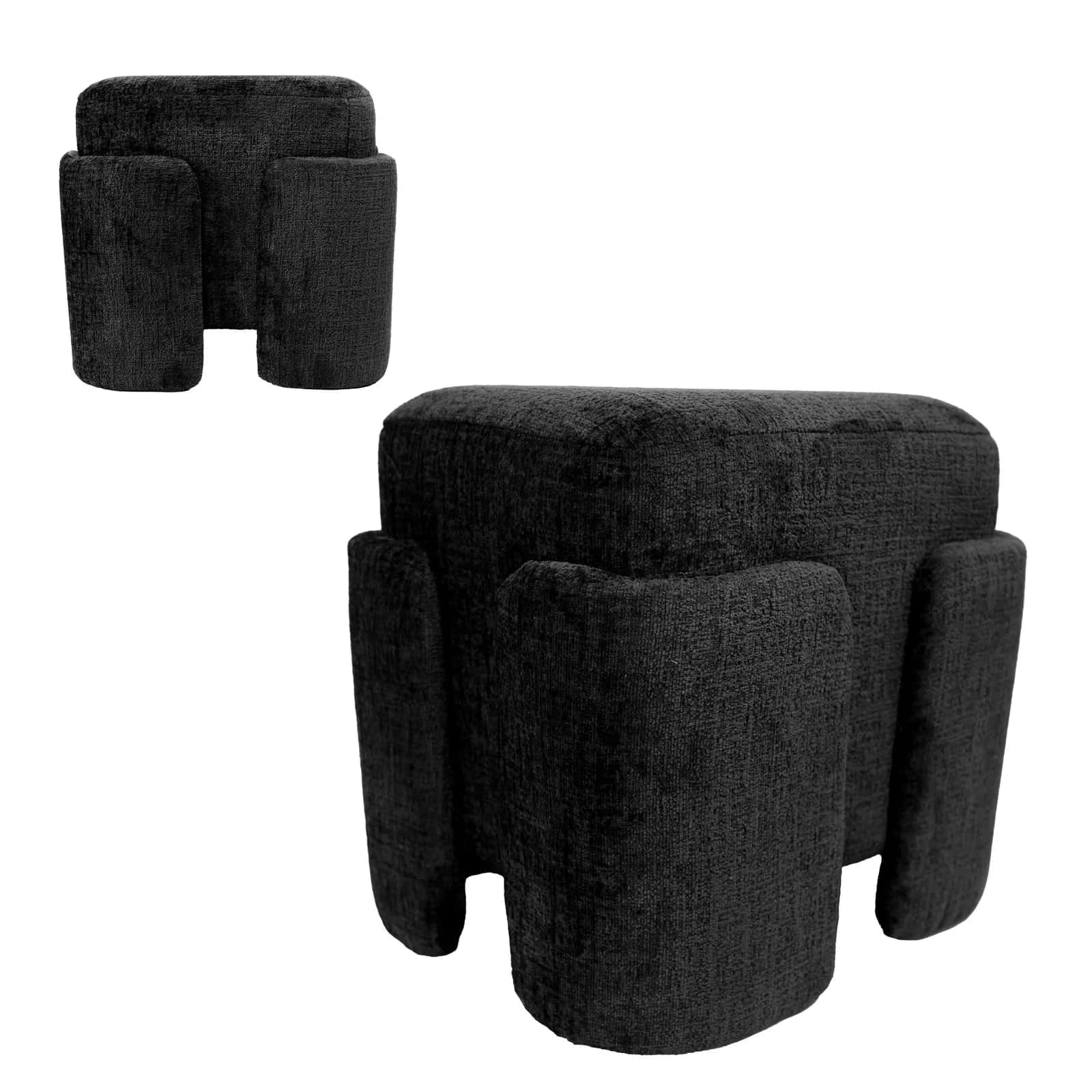 Pufa szenil PASCAL 42×37,5×40cm czarny – miniatura 6