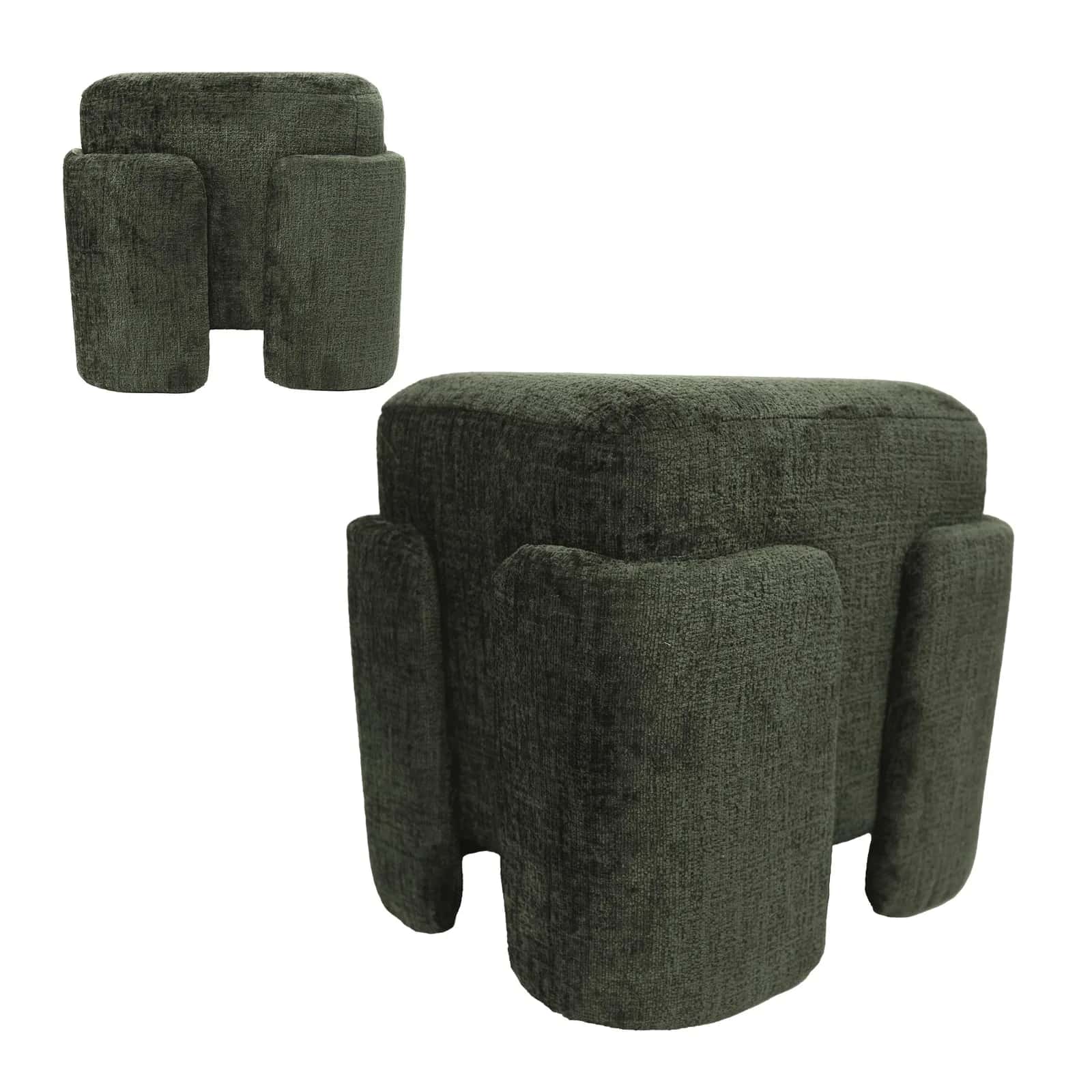Pufa szenil PASCAL 42×37,5×40cm oliwka – miniatura 4