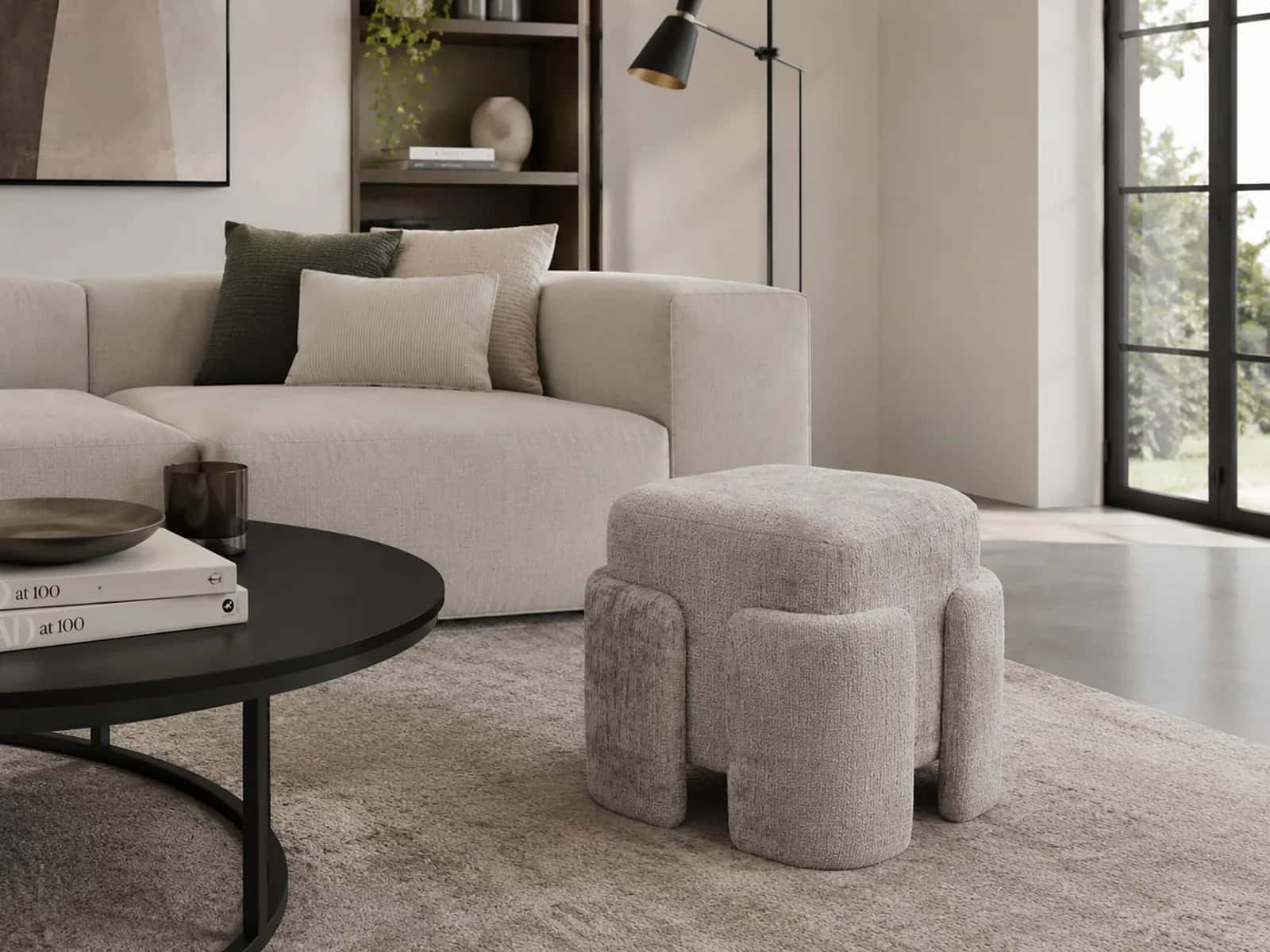 Pufa szenil PASCAL 42×37,5×40cm taupe – miniatura 6