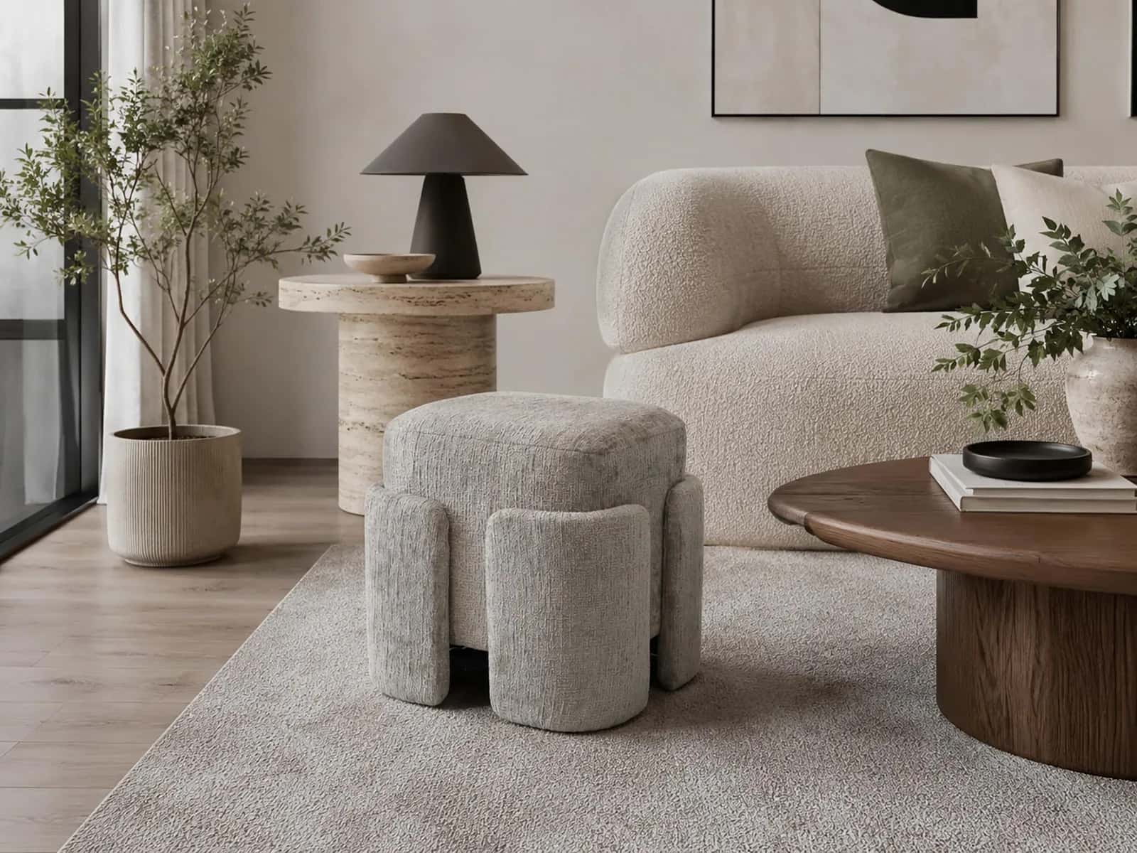 Pufa szenil PASCAL 42×37,5×40cm taupe – miniatura 9