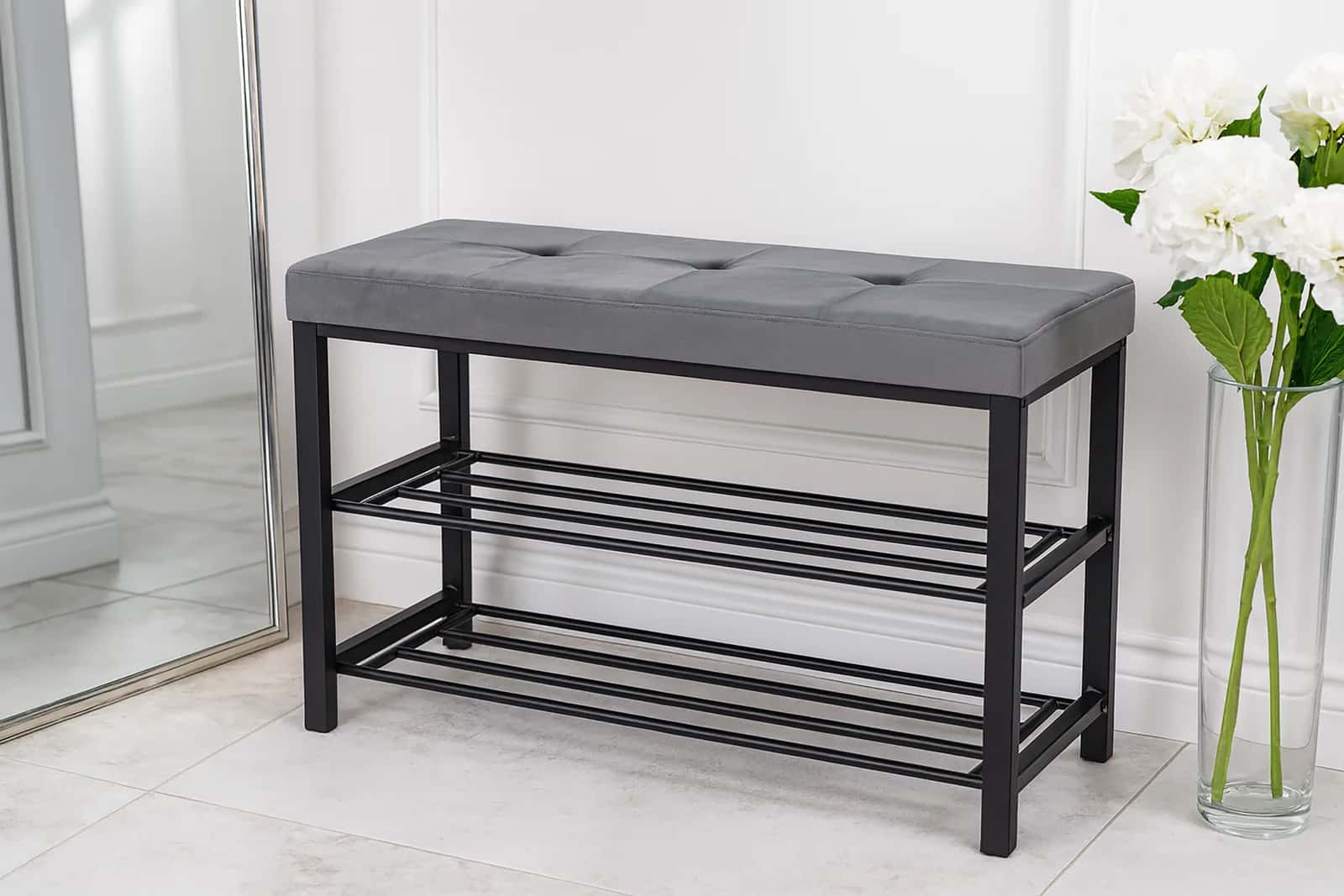 Siedzisko welur ALIDA 79×32×50cm szary – miniatura 12