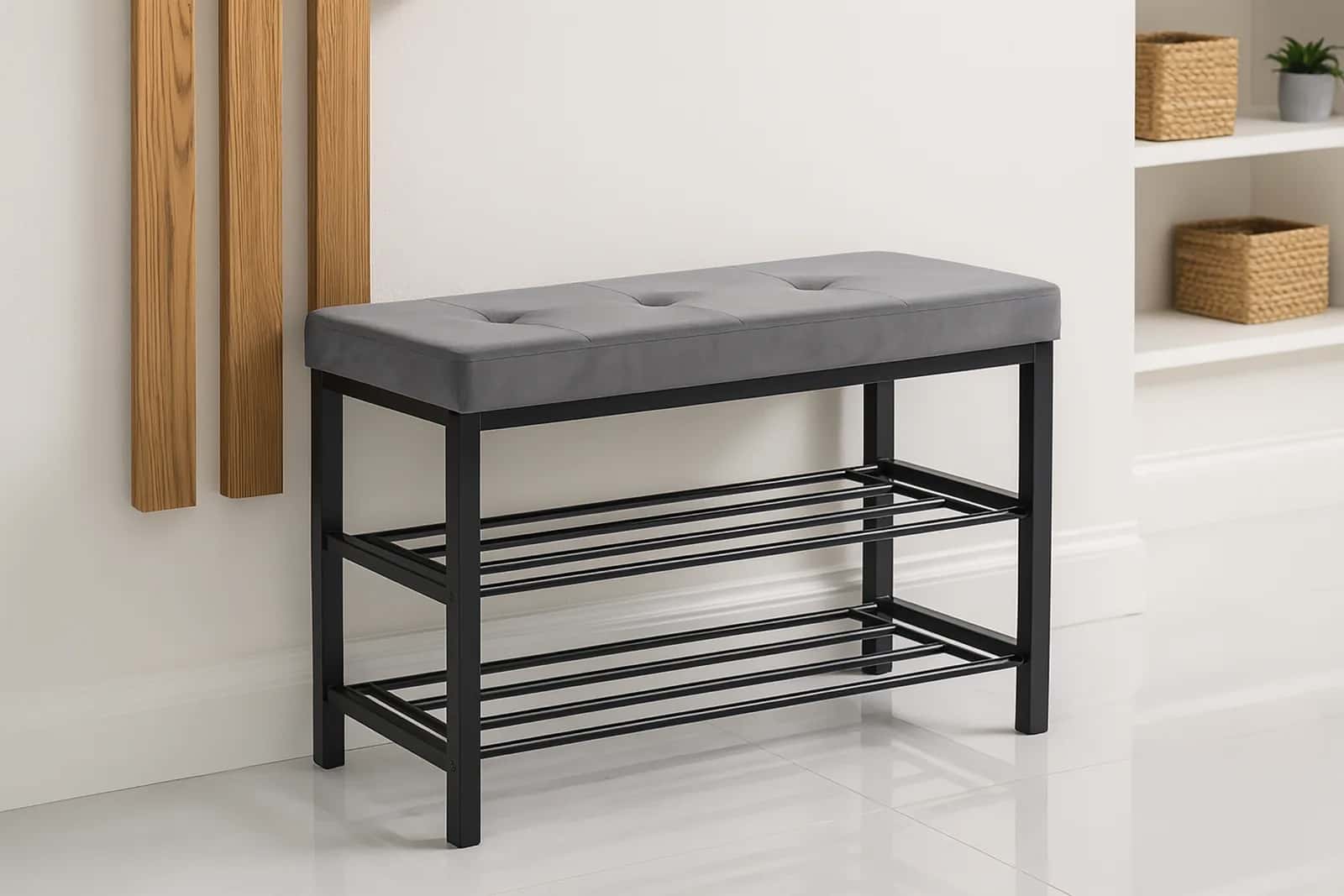 Siedzisko welur ALIDA 79×32×50cm szary – miniatura 10