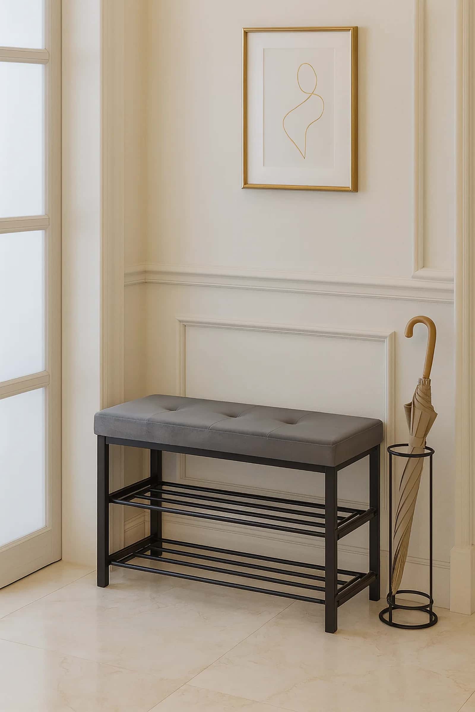 Siedzisko welur ALIDA 79×32×50cm szary – miniatura 9