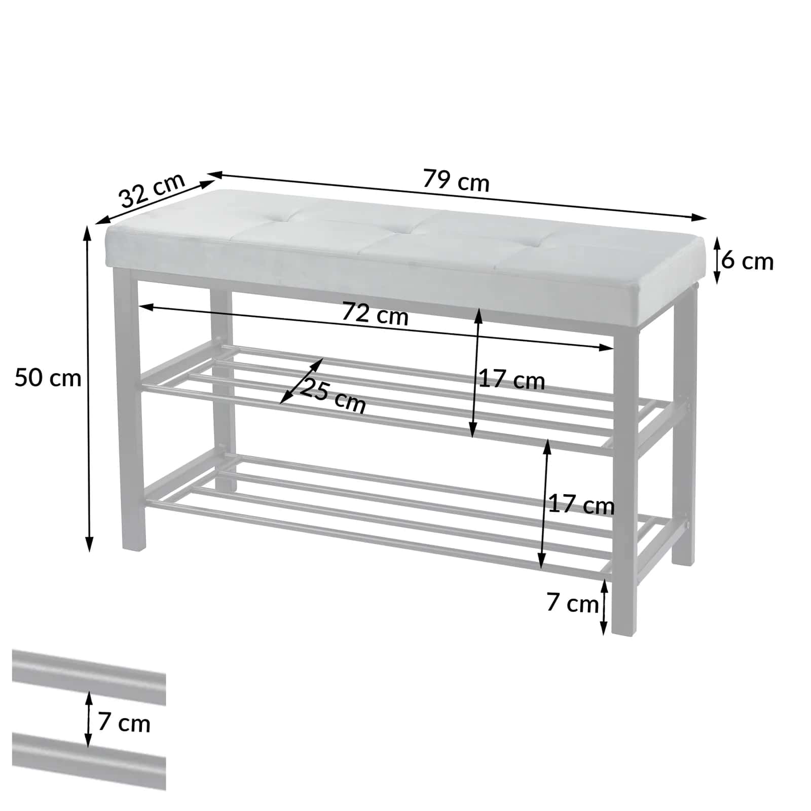 Siedzisko welur ALIDA 79×32×50cm szary – miniatura 4
