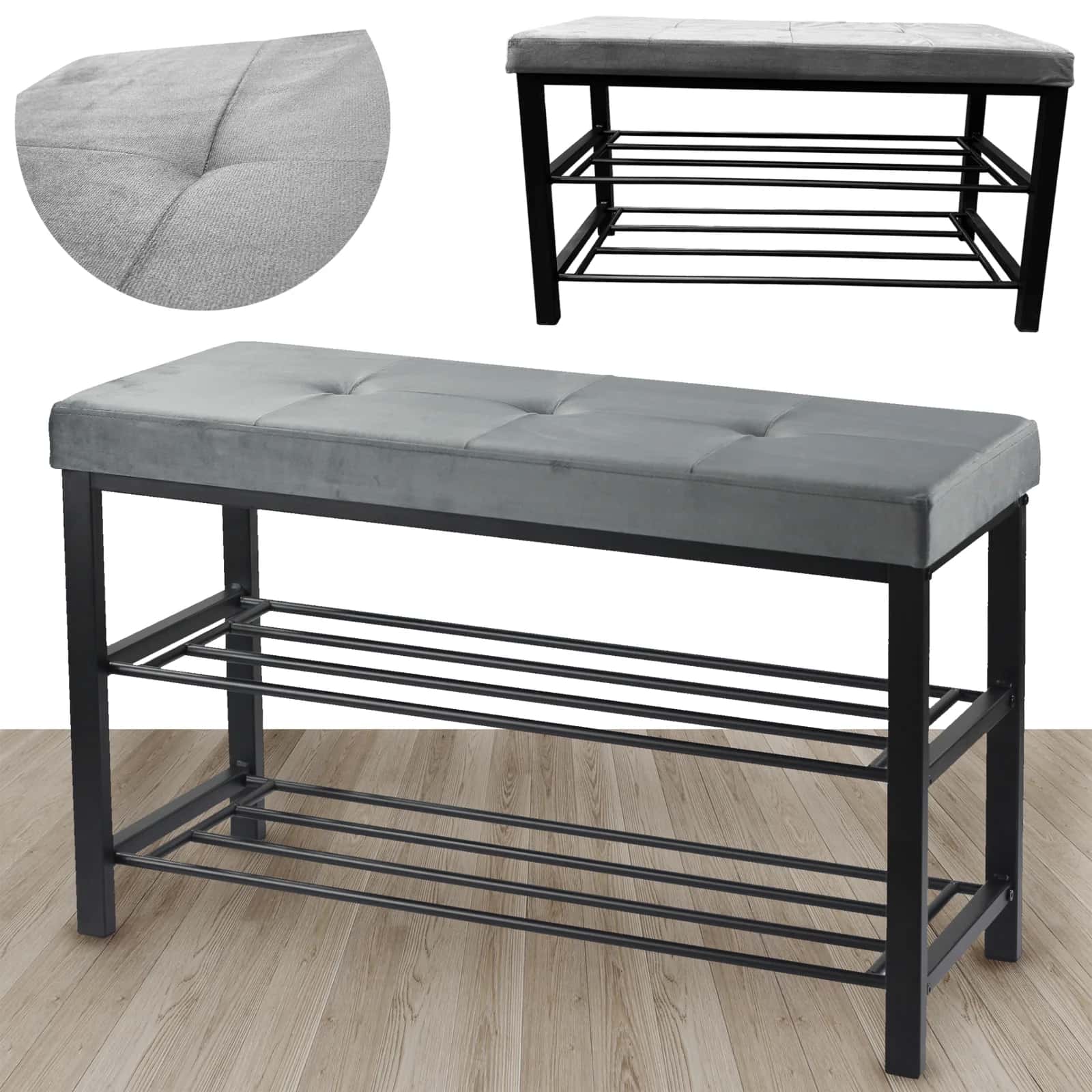 Siedzisko welur ALIDA 79×32×50cm szary – miniatura 13