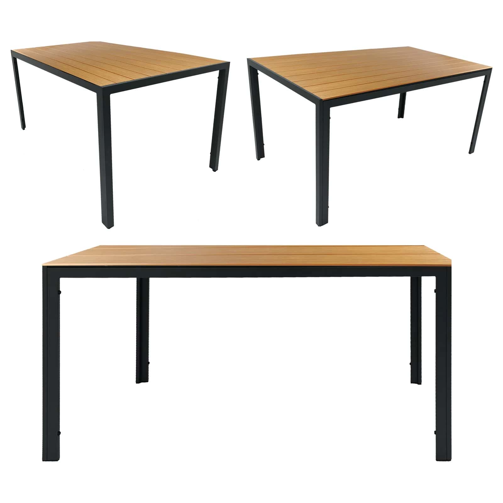 Stół ogrodowy na taras z blatem polywood TYLER 190×90 czarn/natur – miniatura 2