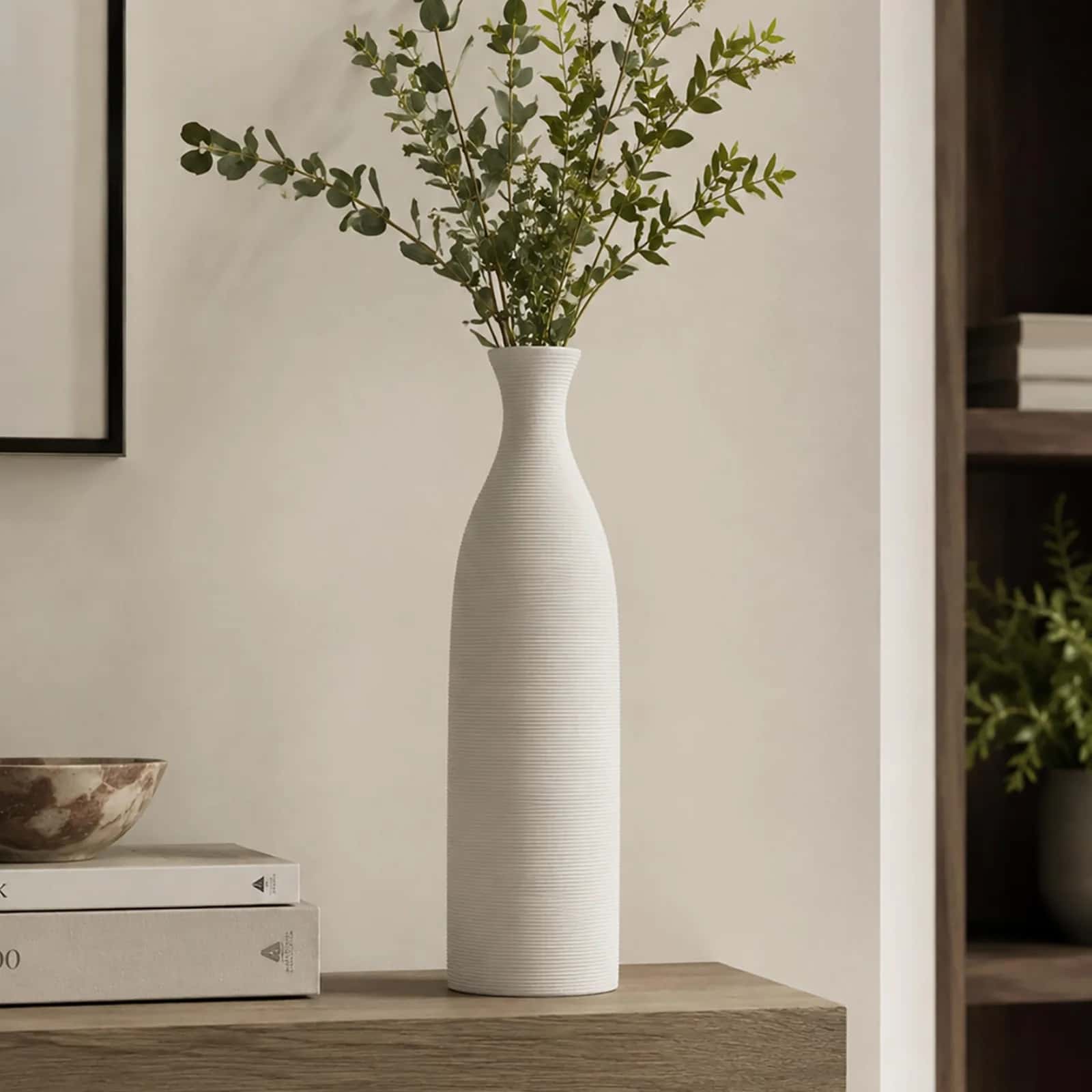 Wazon ceramiczny ozdobny Prążek biały 11x35cm – miniatura 4
