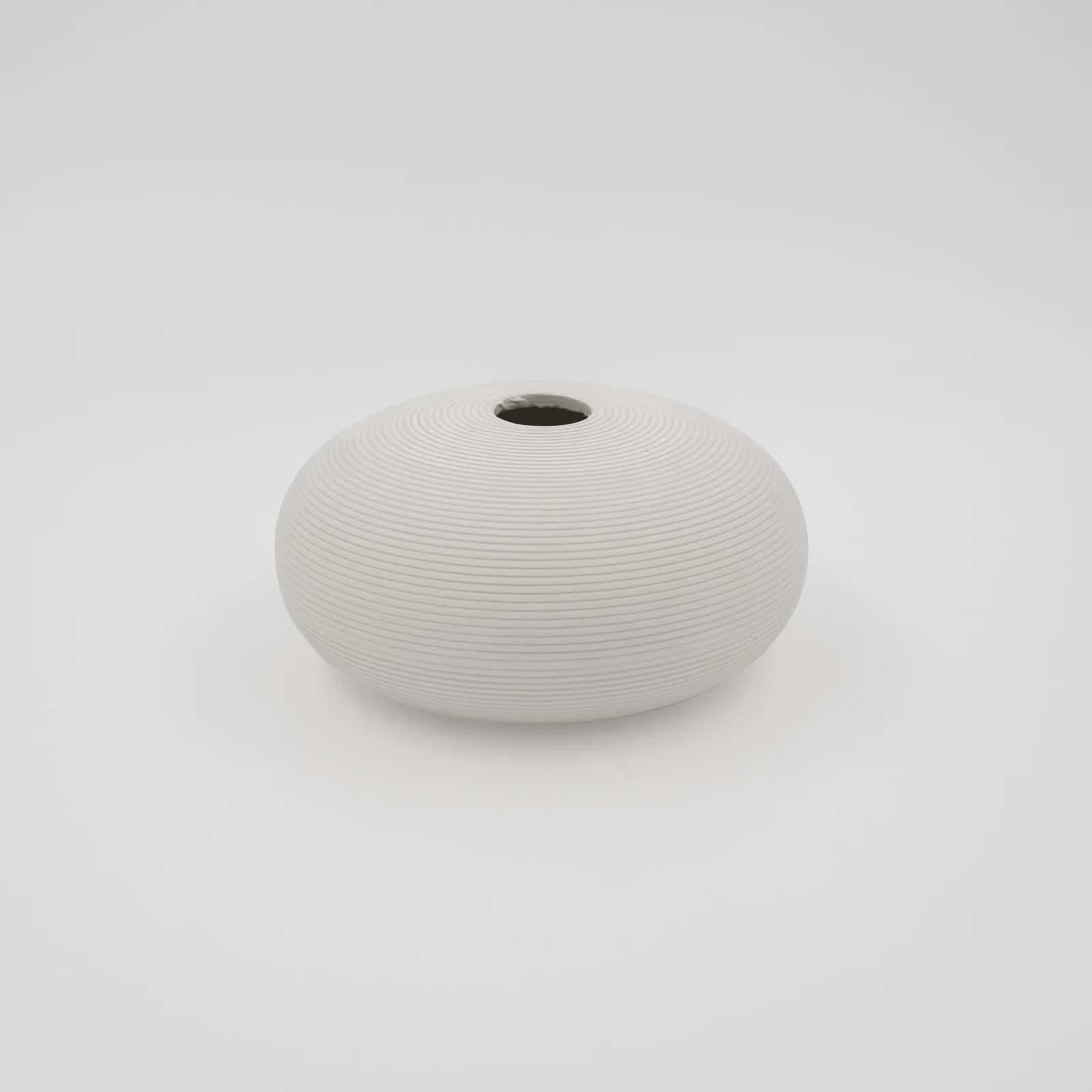 Wazon ceramiczny ozdobny Prążek biały 15x8cm – miniatura 2