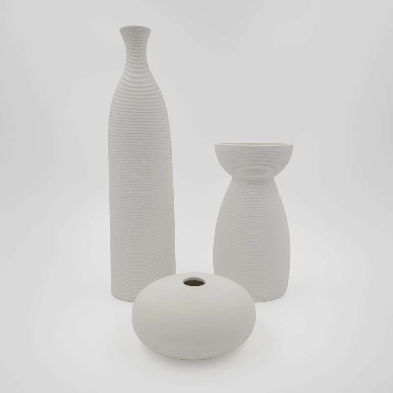 Wazon ceramiczny ozdobny Prążek biały 15x8cm – miniatura 4