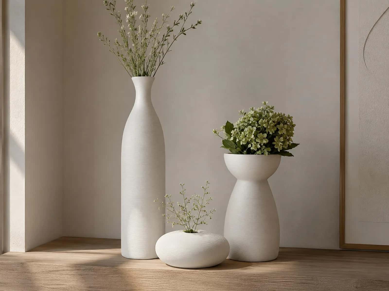 Wazon ozdobny Prążek biały 11x41 cm – miniatura 7