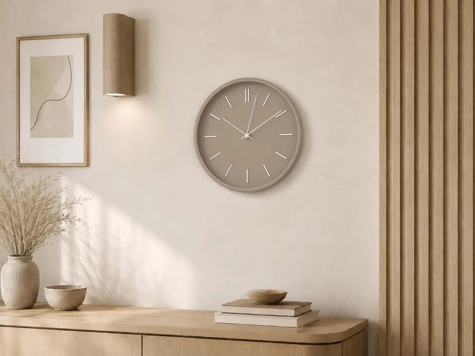 Zegar ścienny ozdobny taupe FI30cm – miniatura 5