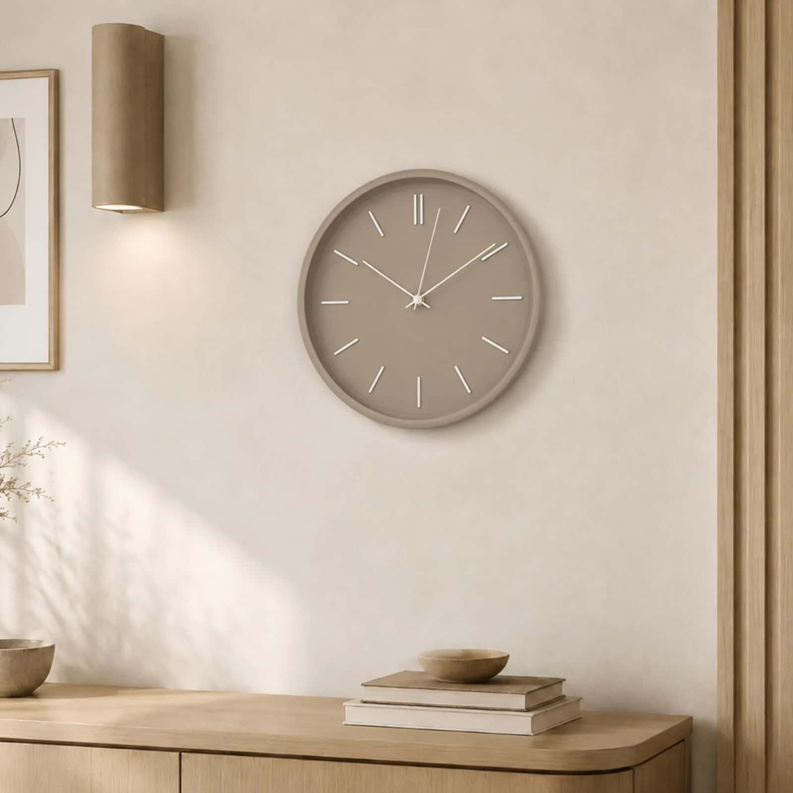 Zegar ścienny ozdobny taupe FI30cm – miniatura 4