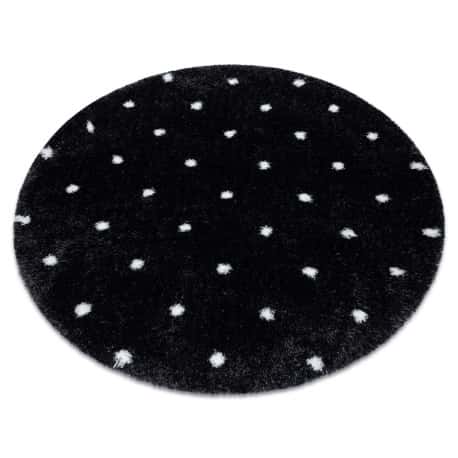 Dywan FLUFFY 2370 koło, shaggy kropki - antracyt / biały – miniatura 1