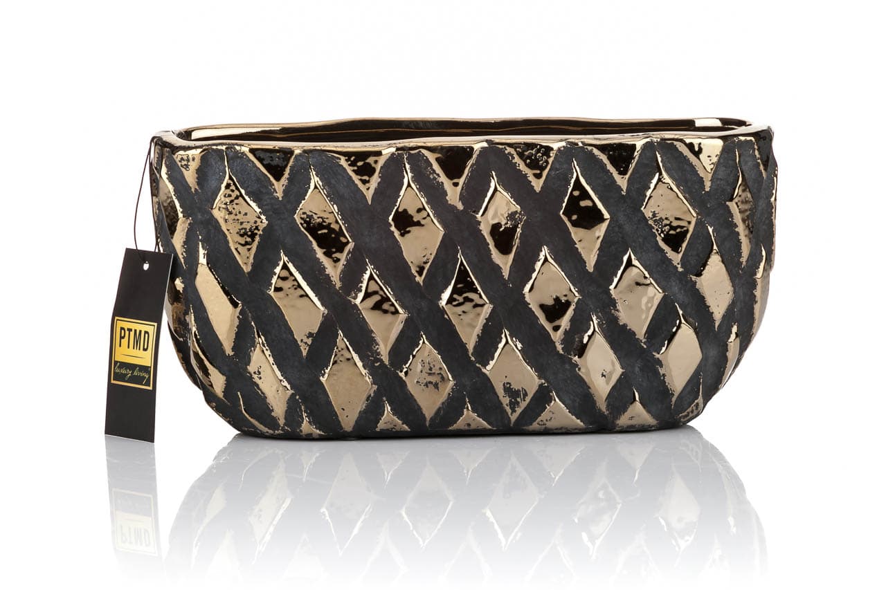 PTMD - Doniczka owal JUNEY złota - S