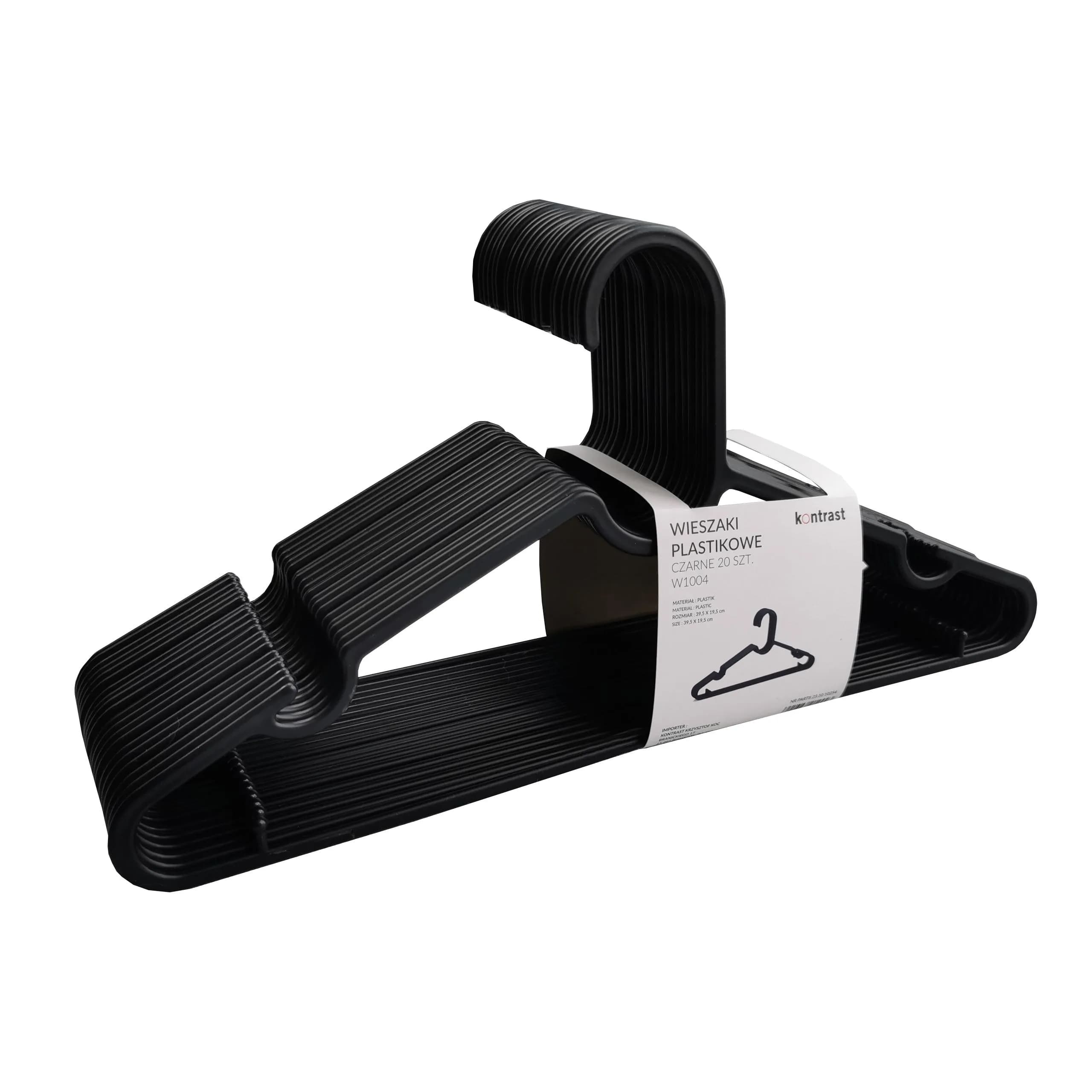 W1004 Wieszaki plastikowe 20 szt. czarny