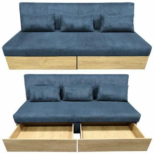 Sofa sztruks ISIDOR granatowy
