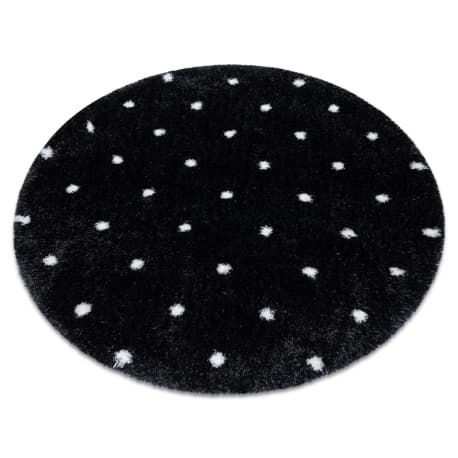Dywan FLUFFY 2370 koło, shaggy kropki - antracyt / biały