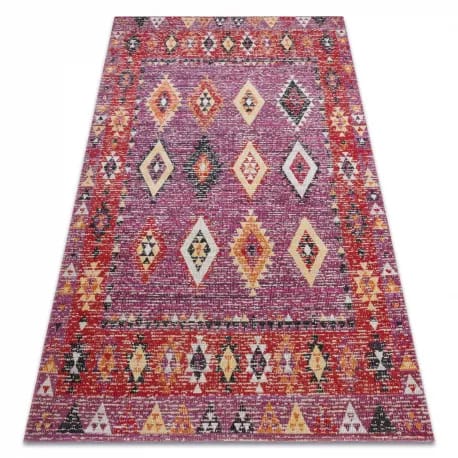 Dywan nowoczesny MUNDO D7701 romby, boho outdoor różowy / beż – zdjęcie 1