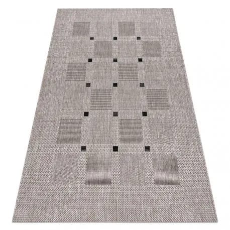 DYWAN SZNURKOWY SIZAL FLOORLUX 20079 kwadraty srebrny / czarny – zdjęcie 1
