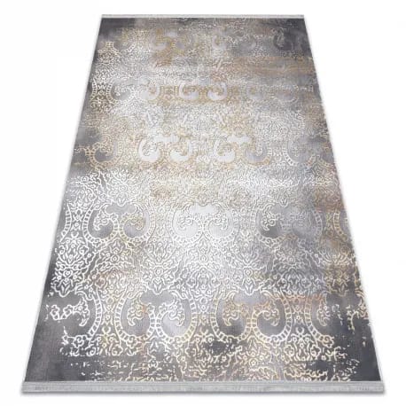 Dywan LUCE 84 nowoczesny Ornament vintage przecierany - Strukturalny szary / musztarda – zdjęcie 1