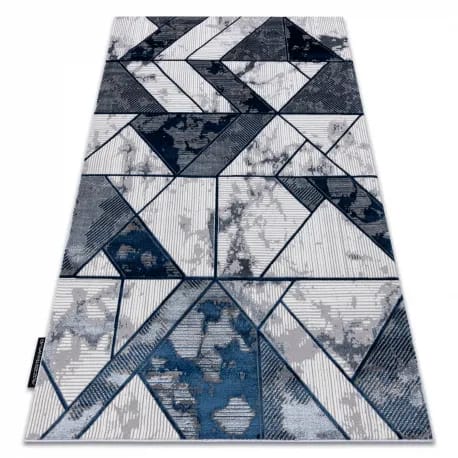Dywan DE LUXE nowoczesny 632 Geometryczny - Strukturalny krem / granatowy – zdjęcie 1