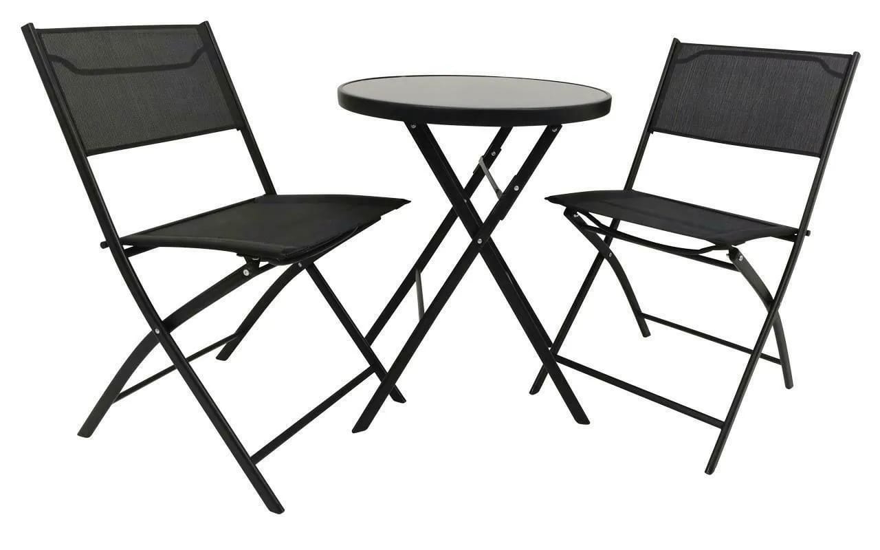 Mały zestaw mebli ogrodowych TASOS 60cm 2os. czarny – zdjęcie 1