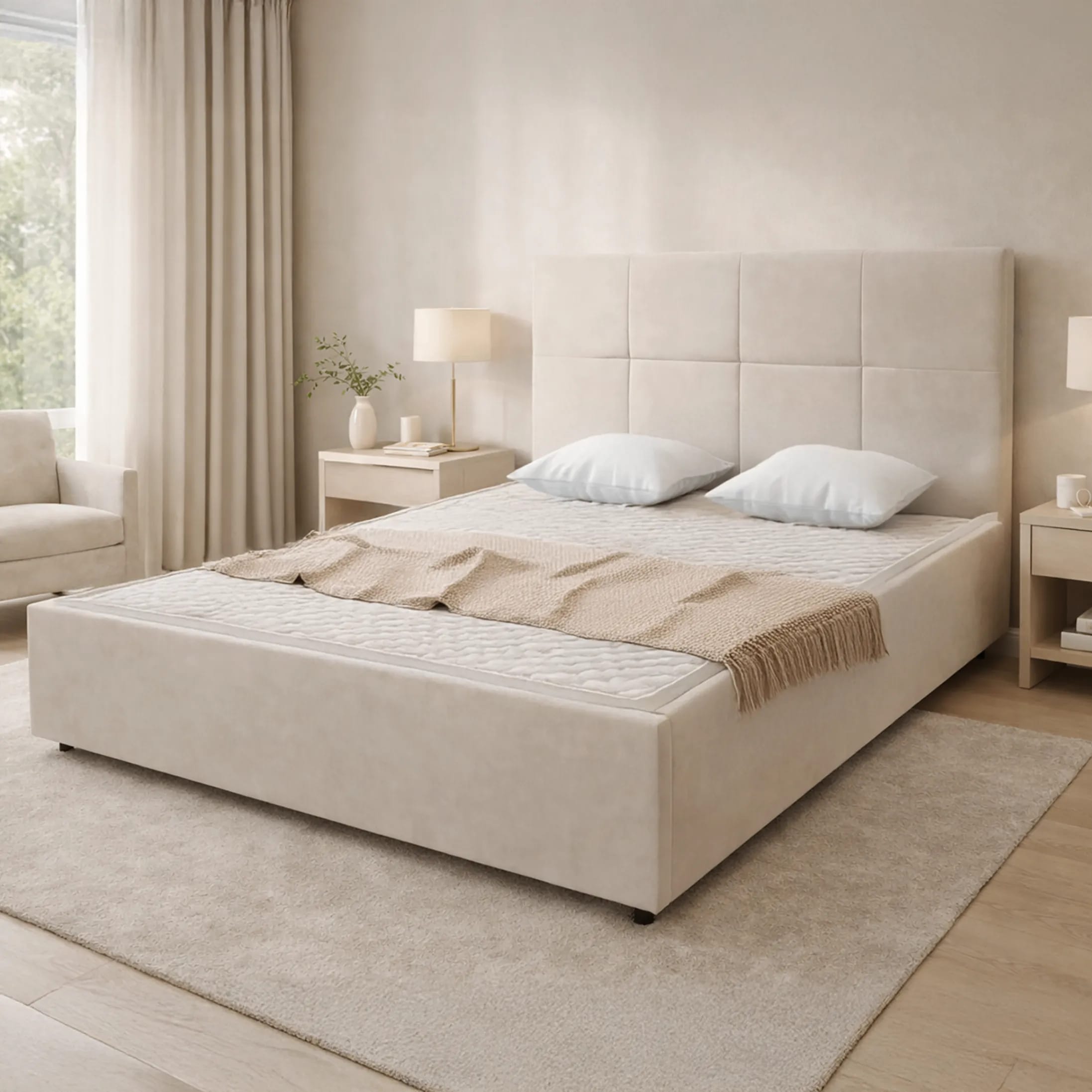 LT103 Łóżko Quadro 160x2x117 taupe – zdjęcie 1