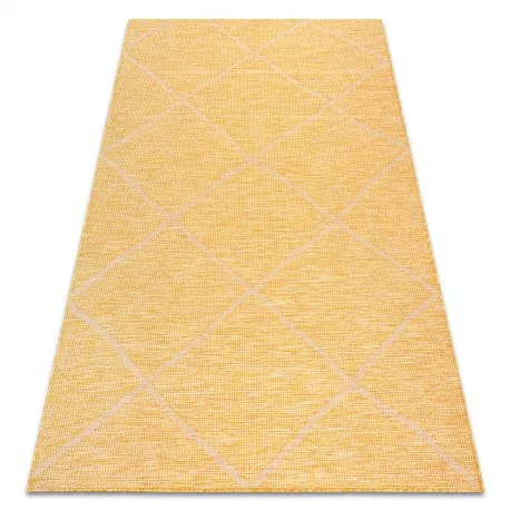 Dywan SZNURKOWY SIZAL płaskotkany PATIO 3075 romby żółty / beż – zdjęcie 1