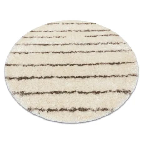 Dywan FLUFFY 2371 koło shaggy paski - krem / beż – zdjęcie 1