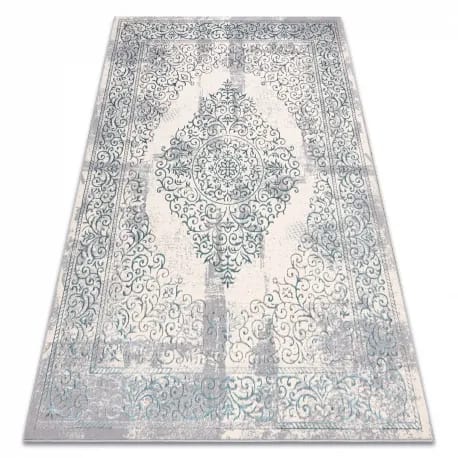 Dywan CORE W7161 Rozeta Vintage - Strukturalny, dwa poziomy runa, jasnoniebieski / krem / – zdjęcie 1
