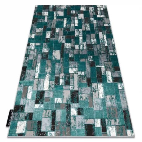 Dywan DE LUXE nowoczesny 6768 Geometryczny - Strukturalny zielony / antracyt – zdjęcie 1