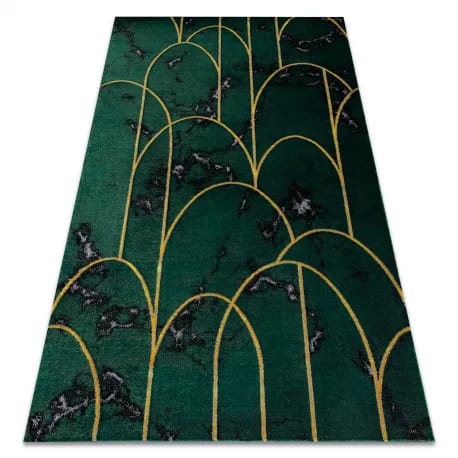 Dywan EMERALD ekskluzywny 1016 glamour, stylowy art deco, marmur butelkowa zieleń / złoty – zdjęcie 1