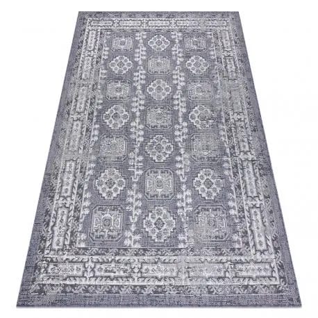 Dywan SZNURKOWY SIZAL SION Ramka, ornament, przecierany 2832 płaskie tkanie niebieski / róż / ecru – zdjęcie 1