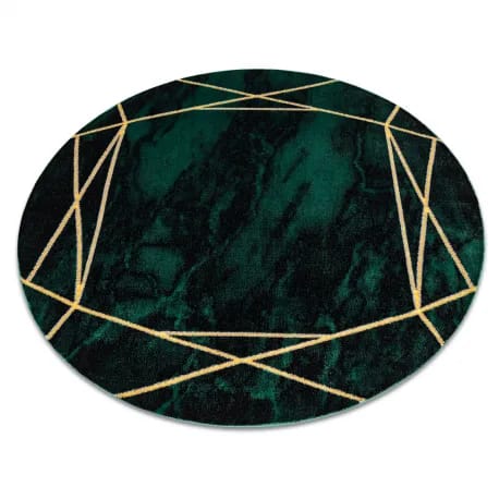 Dywan EMERALD ekskluzywny 1022 koło - glamour, stylowy marmur, geometryczny butelkowa zieleń / złoty – zdjęcie 1