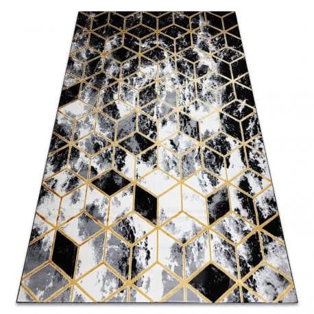 Dywan GLOSS 3D nowoczesny 409A 82 Sześcian, stylowy, glamour, art deco czarny / złoty / szary – zdjęcie 1