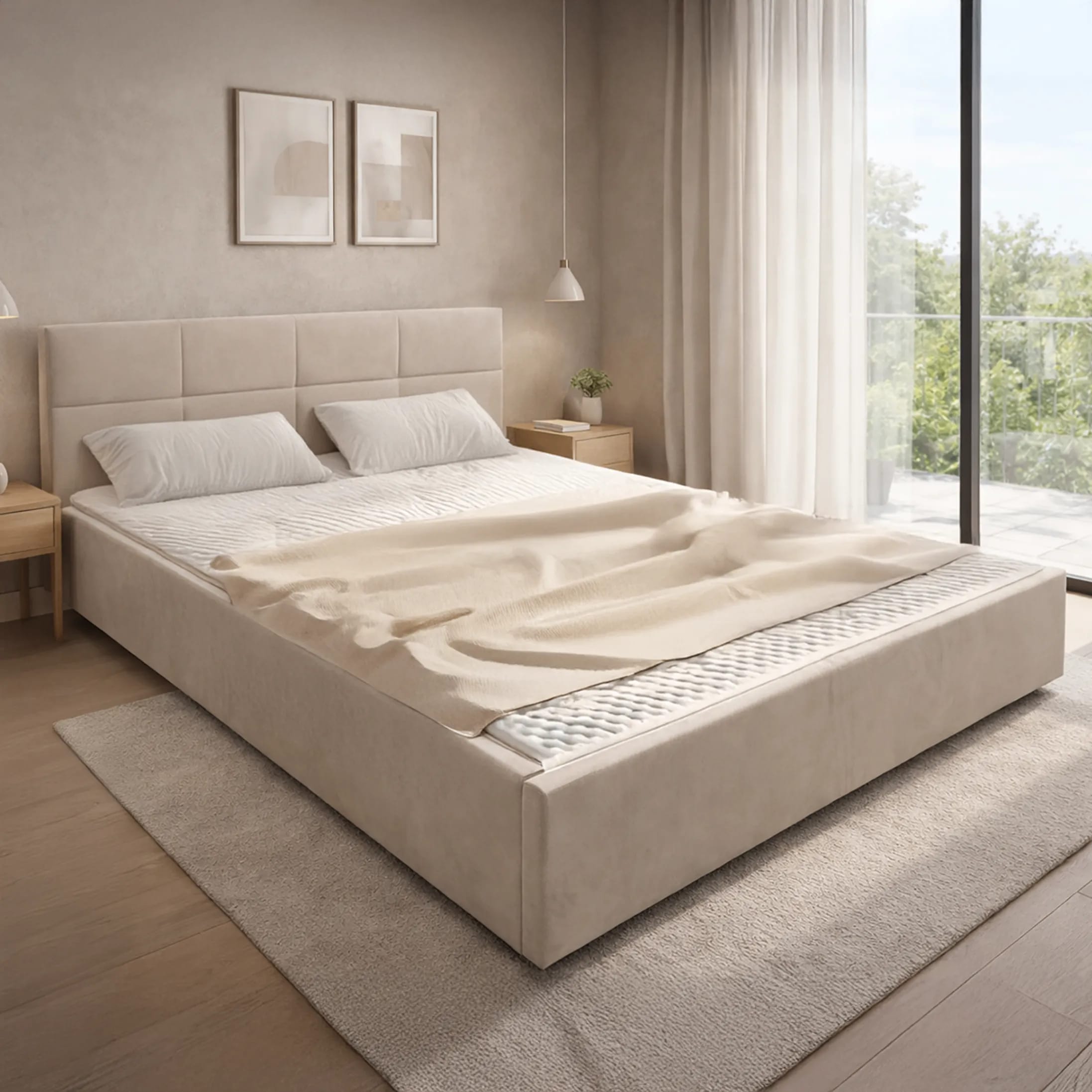 LT103 Łóżko Quadro 140x2x81 taupe – zdjęcie 1