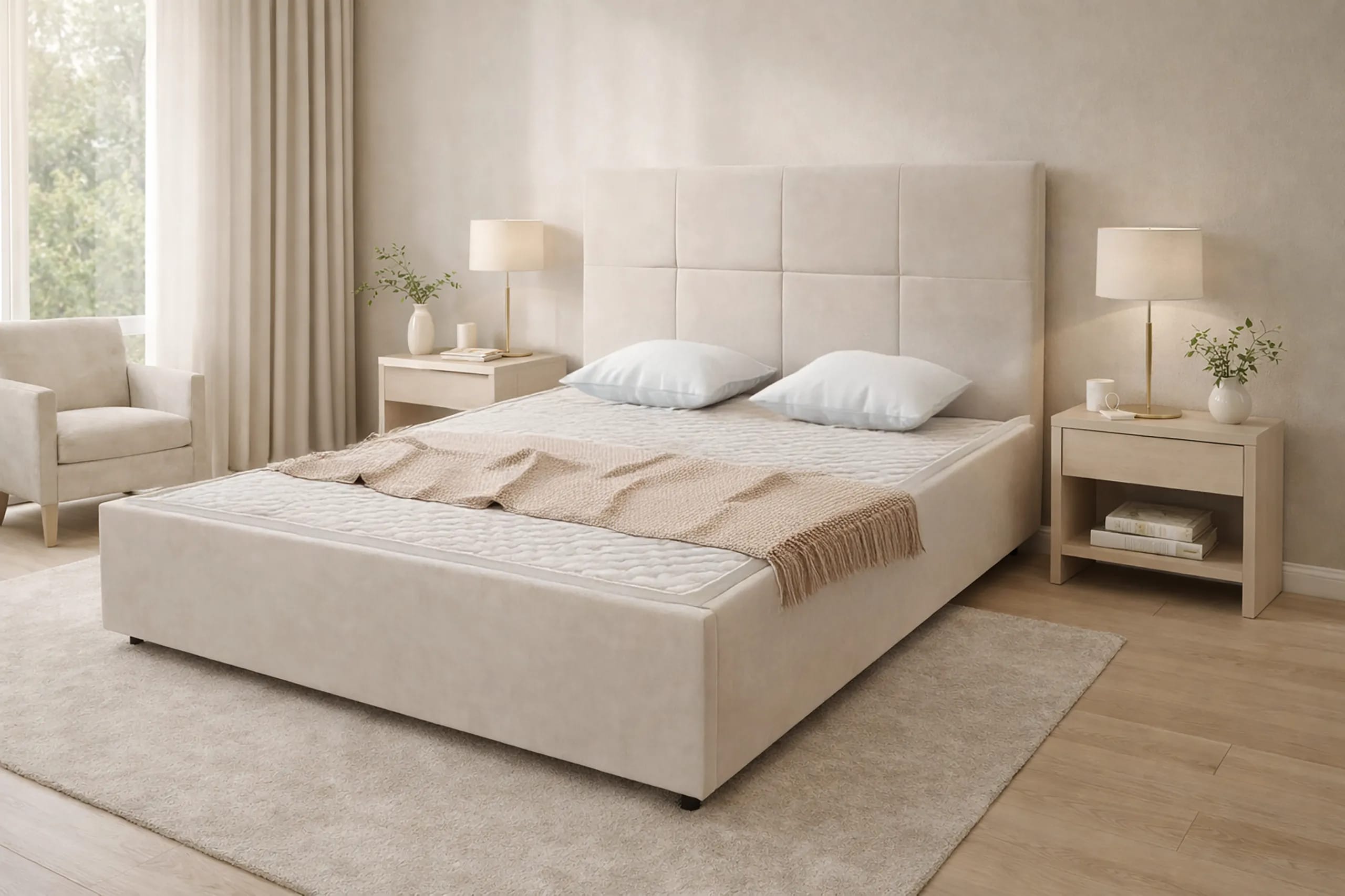 LT103 Łóżko Quadro 140x2x117 taupe – zdjęcie 1