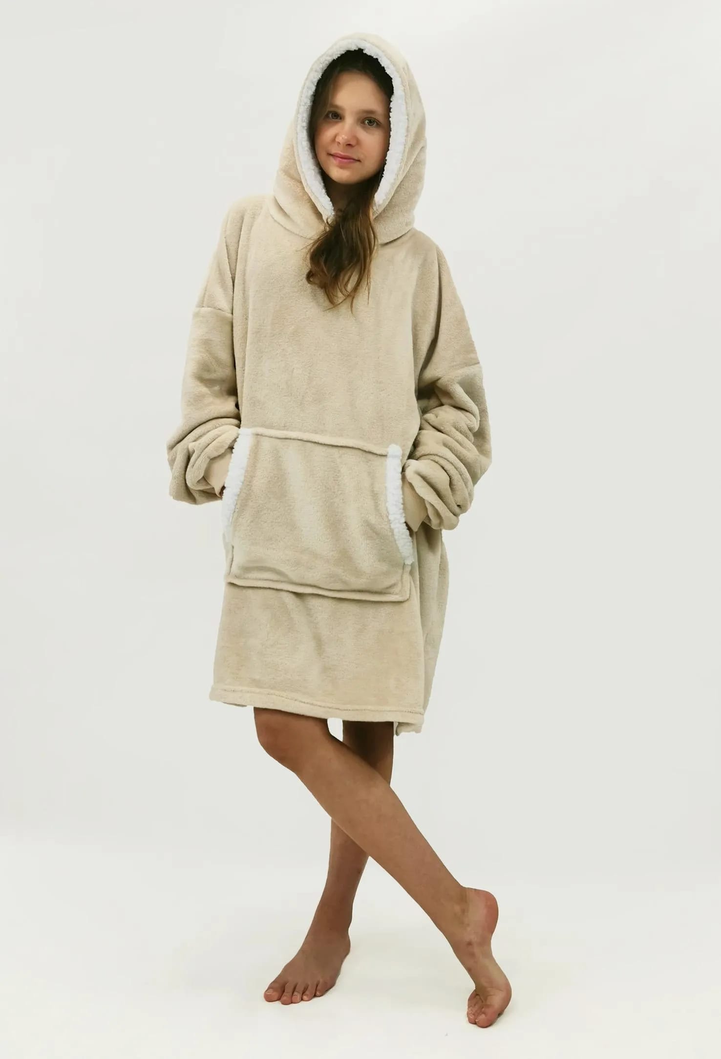 Bluza z obszyciem beżowa – zdjęcie 1