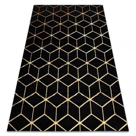 Dywan GLOSS 3D nowoczesny 409C 86 Sześcian, stylowy, glamour, art deco czarny / złoty – zdjęcie 1