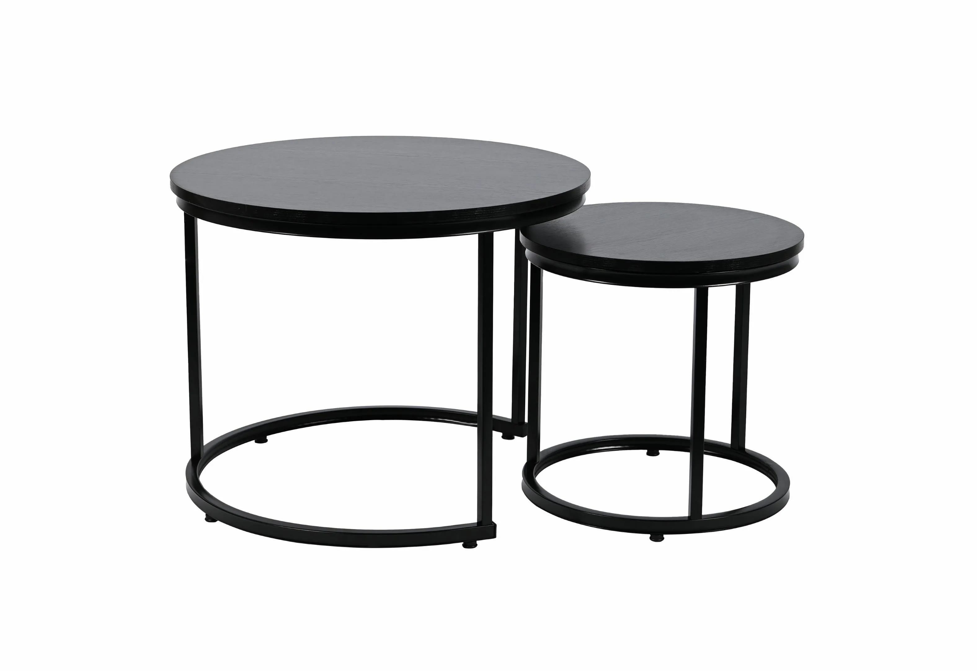 Stolik kawowy okrągły 2szt CZARNY SK115CZ 60x47/40x39cm – zdjęcie 1