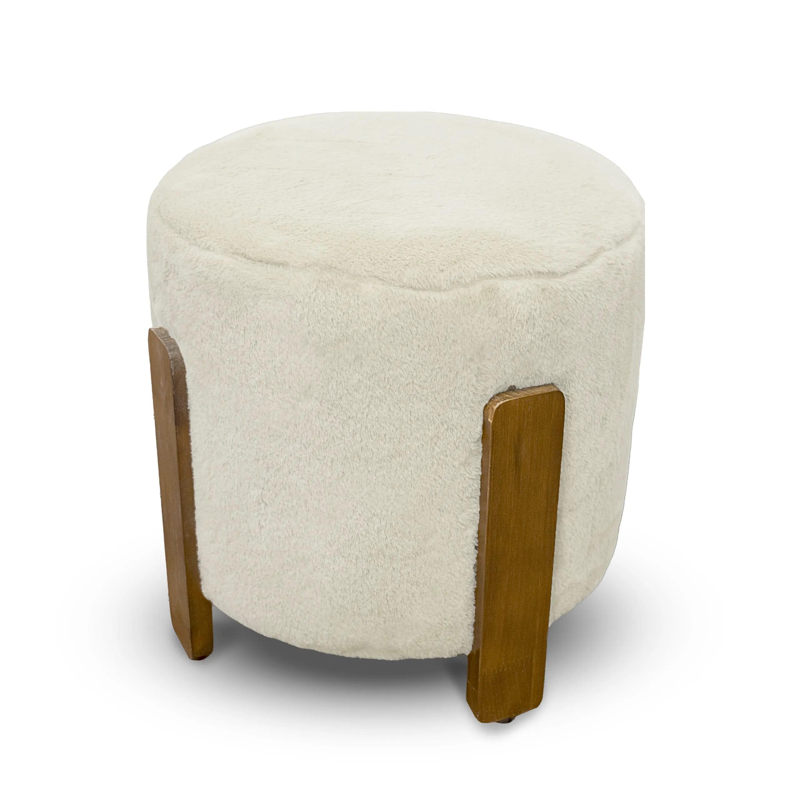 Pufa Seul 37x37x38cm FUT ecru/dąb DW – zdjęcie 1