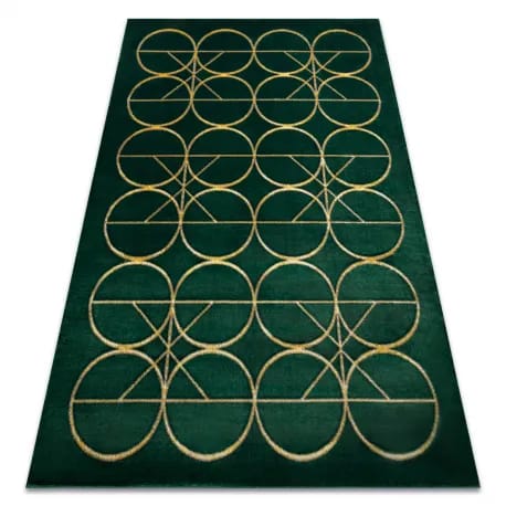 Dywan EMERALD ekskluzywny 1010 glamour, stylowy koła butelkowa zieleń / złoty – zdjęcie 1