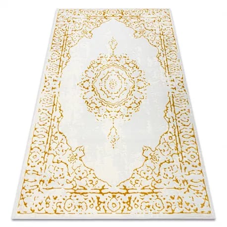 Dywan CORE 6268 Ramka, ornament Przecierany - Strukturalny, dwa poziomy runa, kość słoniowa / złoty – zdjęcie 1